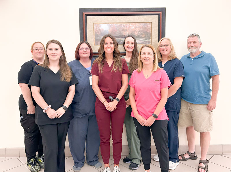 L–R: Sarah Orrell, Augusta Juday, Theresa Bass, Becky Goldsboro, Kati Stroup, Kelly Cavins, Stacie Burleyson, Chris Jahn,  Not pictured: Abby Collum- PRN, Kathi Garner- PRN