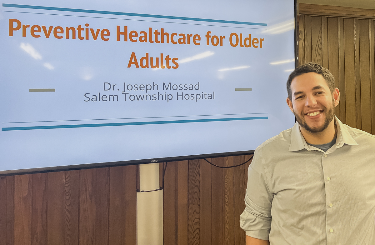 Dr. Joseph M. Mossad presenting at the April 2024 Salem Township Hospital Lunch and Learn