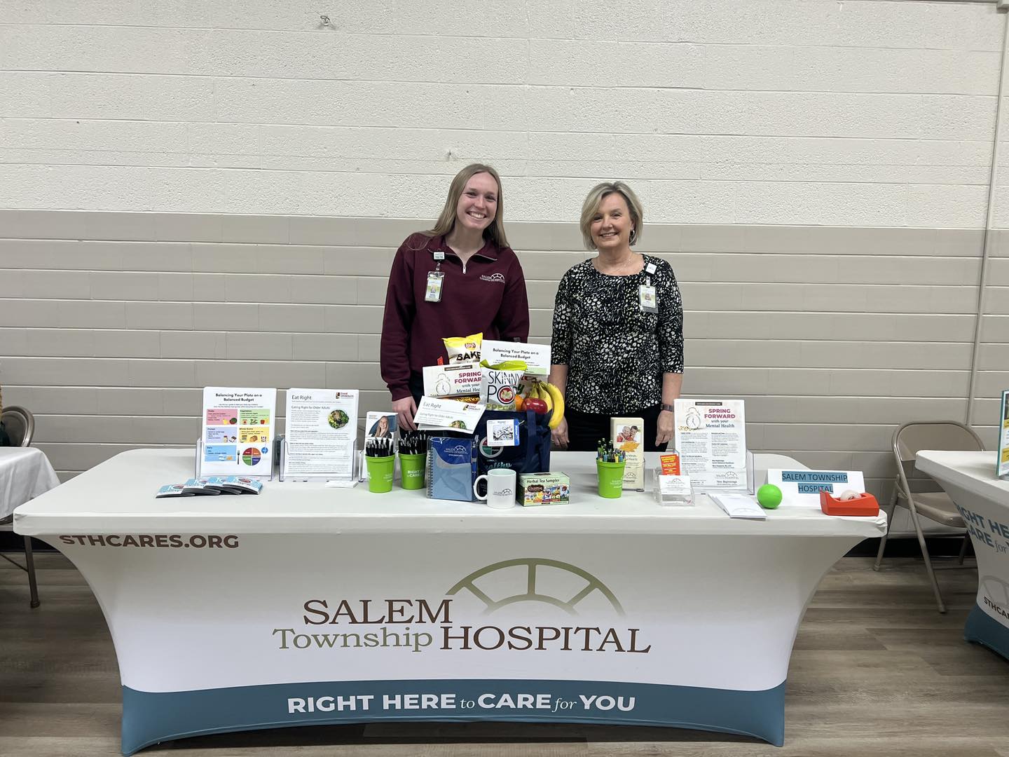 Salem Township Hospital's Registered Dietitian, Caroline Boehne and Senior Behavioral Health Director, Mary Hammond at the March 14, 2025 Health and Resource Fair