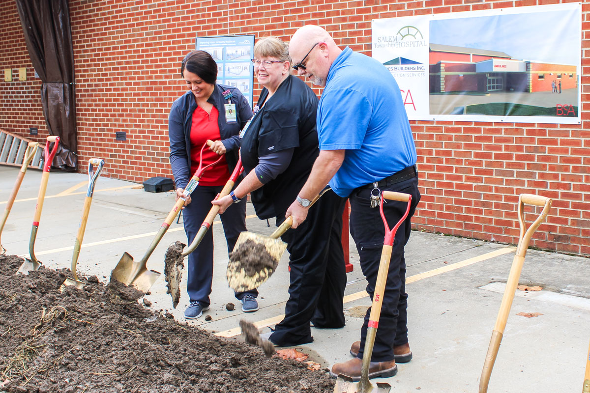 Photo of attendees at the Groundbreaking Ceremony for the Salem Township Hospital Emergency Department and Surgical Services Renovation