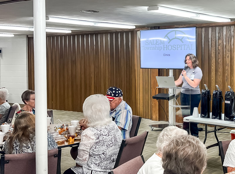 Kim Coffman, RN, Director of Ambulatory Services at Salem Township Hospital speaking at the September 2025 Lunch & Learn Kim Coffman, RN, Director of Ambulatory Services at Salem Township Hospital speaking at the September 2025 Lunch & Learn
